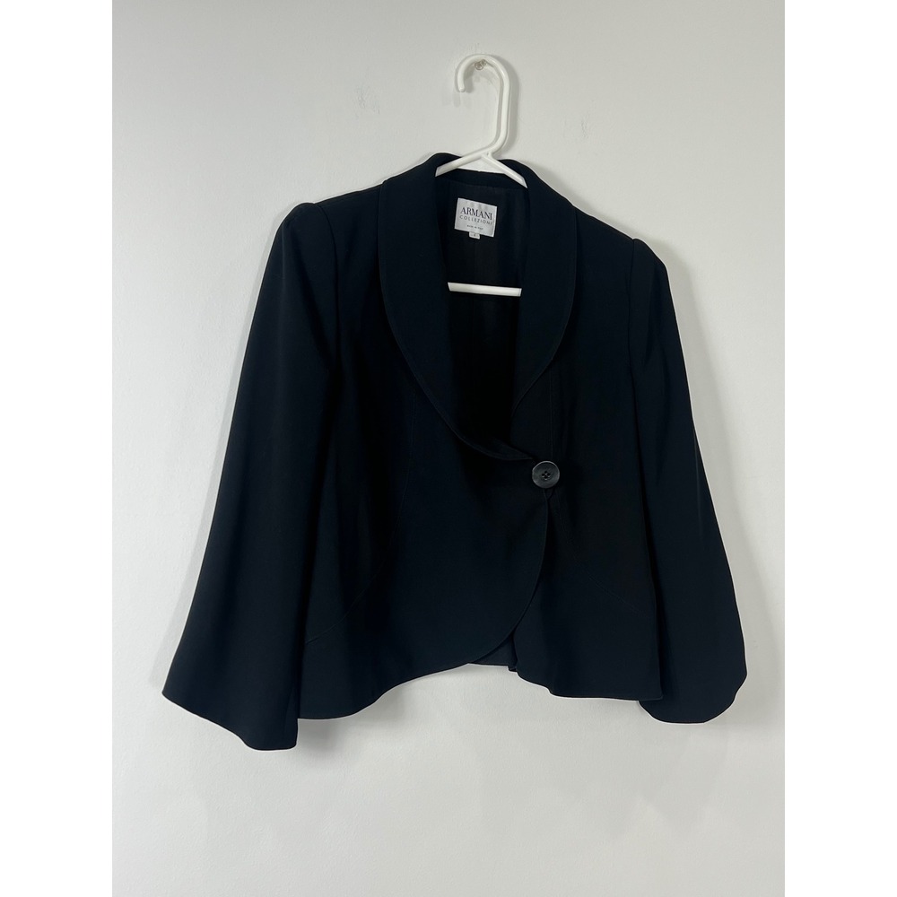 Armani Collezione Black Blazer 3/4 Sleeve Size 8